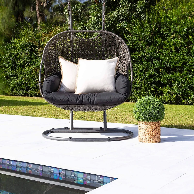 2ft. UV-Resistant Artificial Boxwood Ball Topiary in Hyacinth Weave Basket