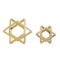 Gold Metal Glam Geometric Cube Sculpture Set