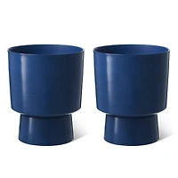 Glitzhome® 16.75" Cobalt Blue Faux Ceramic Urn Plastic Planters, 2ct.