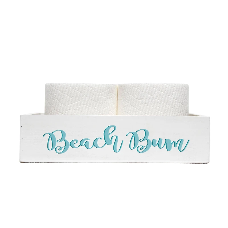 Elegant Designs Small White Wash Coastal Towel Holder, Frame & Toilet Paper Holder Set