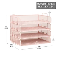 Mind Reader Stackable Paper Tray, Desktop Organizer, File Storage, Office, Metal Mesh, 4 Pcs