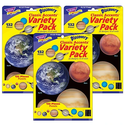 TREND Enterprises® Planets Classic Accents® Variety Pack, 3 Packs of 132