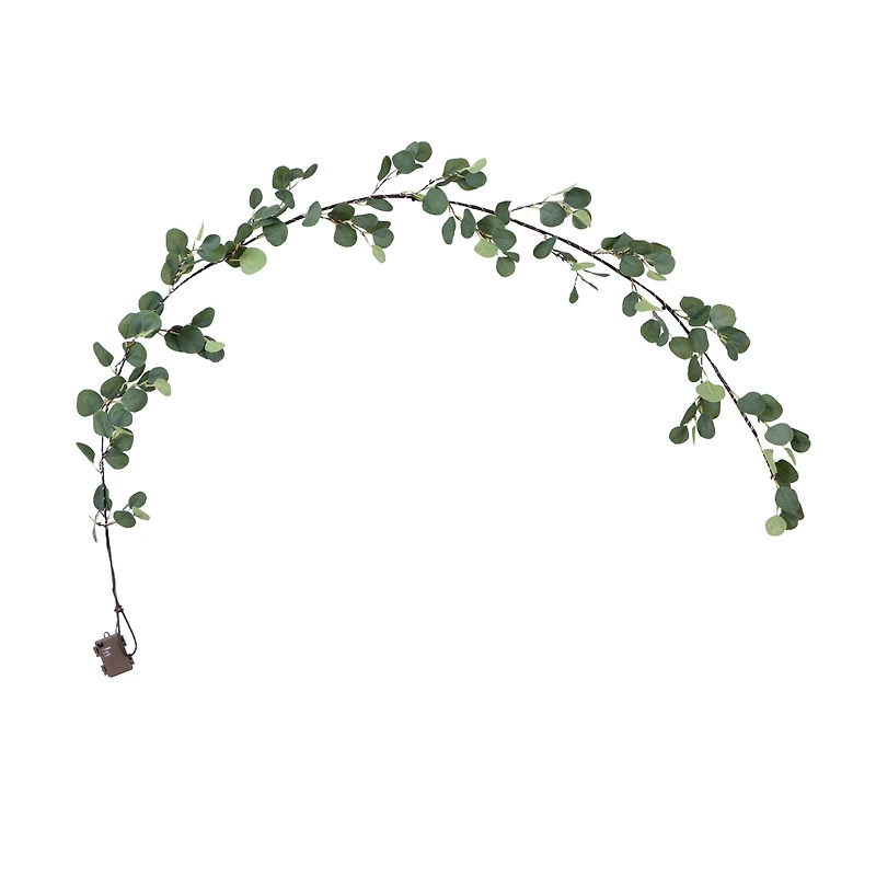 6.5ft. Pre-Lit LED Green Eucalyptus Garland