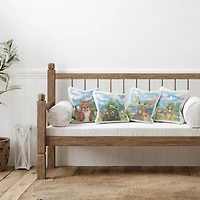 Stupell Industries Woodland Animals Camping Fishing Gear Nature Scene 4 Pillow Set, 18" x 18"