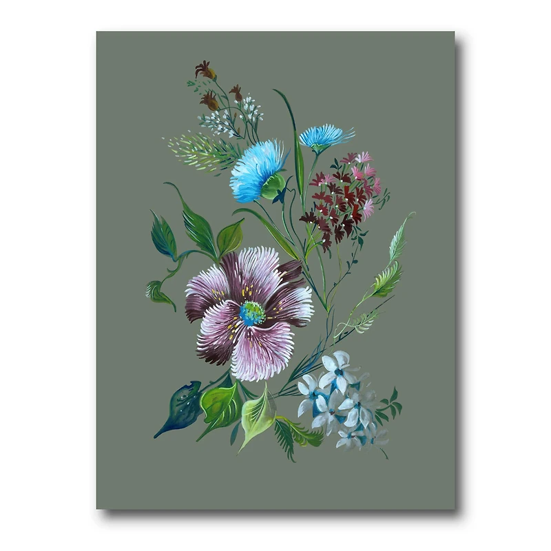 Designart - Purple and Turquoise Spring Flowers