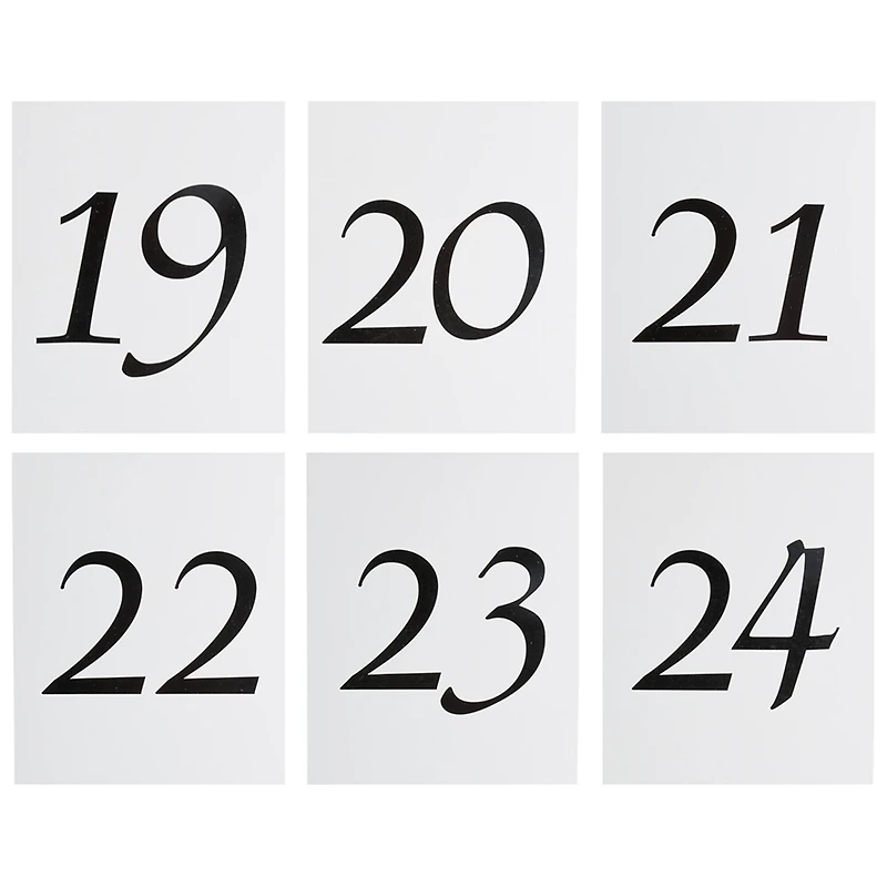 JAM Paper 4" x 5" White with Black Calligraphy Font 13-24 Table Number Tent Cards, 2 Packs of 12