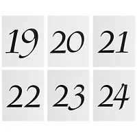 JAM Paper 4" x 5" White with Black Calligraphy Font 13-24 Table Number Tent Cards, 2 Packs of 12