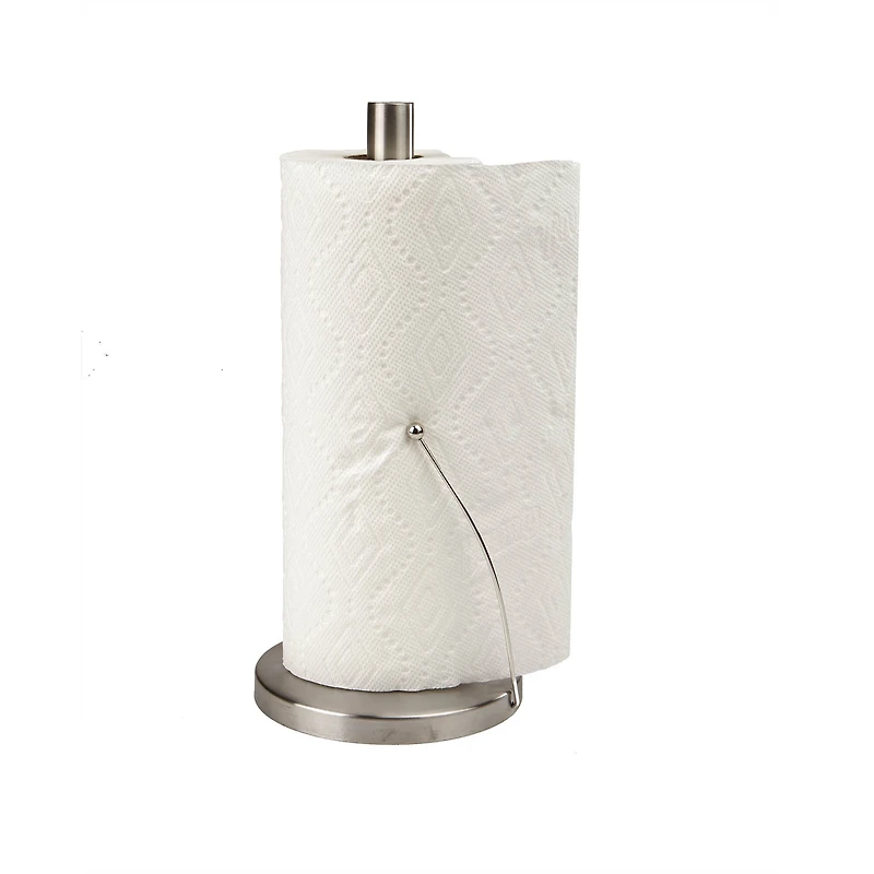 Mind Reader Silver Standing Paper Towel Holder with Weighted Base