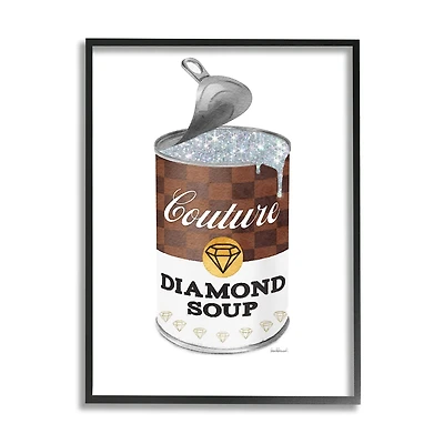 Stupell Industries Couture Fashion Pop Condensed Soup Can Brown Glam Framed Wall Art