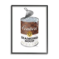 Stupell Industries Couture Fashion Pop Condensed Soup Can Brown Glam Framed Wall Art