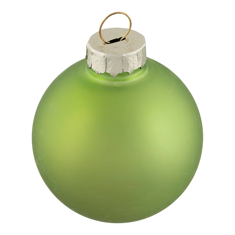 10ct. 2" Grass Green 2-Finish Glass Ball Ornaments
