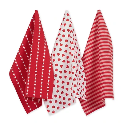 Assorted Dobby Hearts Dishtowel (Set of 3)