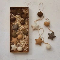 Hello Honey® Handmade Wool Felt Ball & Star Ornament Set in Kraft Box