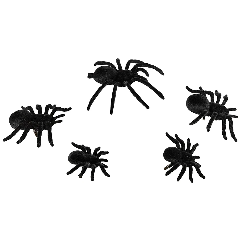 Spiders Halloween Clip-on Decorations - 9.5" - Set of 5
