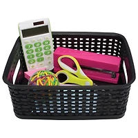 Advantus® Small Black Plastic Weave Bin, 3ct.