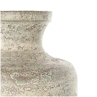 Brown Ceramic Vase with Green Accents