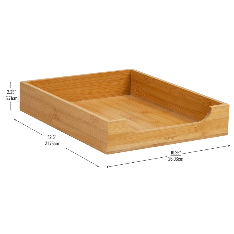 Mind Reader Paper Tray, Desktop Organizer, File Storage, Modern, Office, Bamboo, Brown