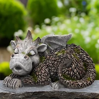 14.25" Sleeping Dragon Outdoor Garden Statue