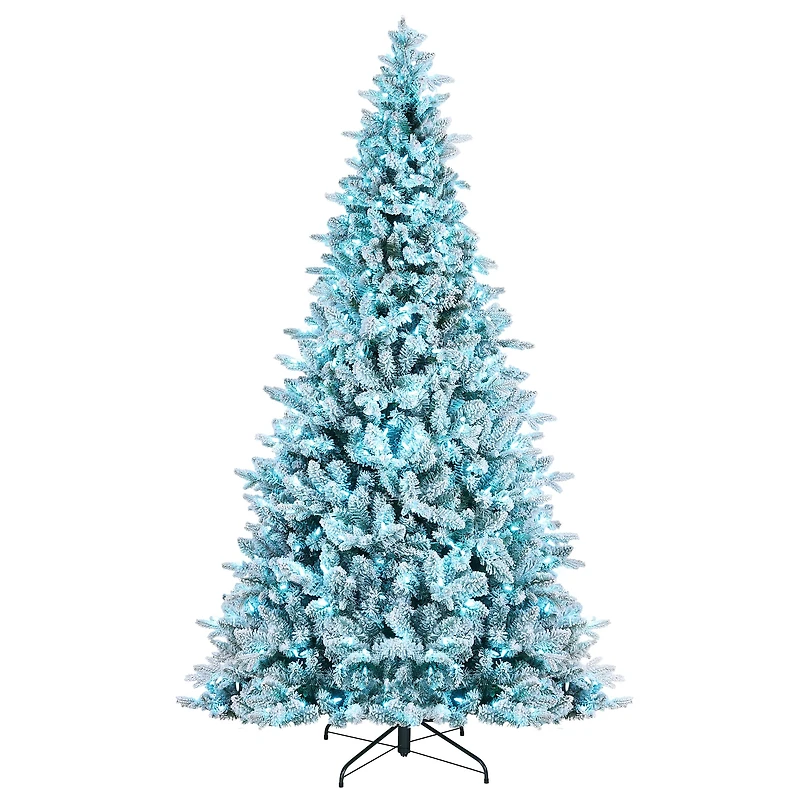 7.5ft. Pre-Lit Alexa Enabled Flocked Mountain Fir Artificial Christmas Tree, Multicolor LED Lights