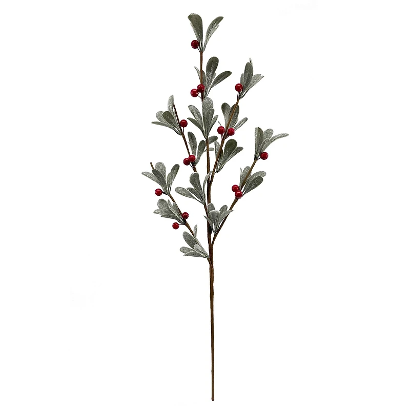 30" Glitter Olive Leaf & Red Berry Stem by Ashland®