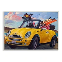 Stupell Industries Pet Dogs Yellow Convertible Surfboard Beach Car Wall Plaque