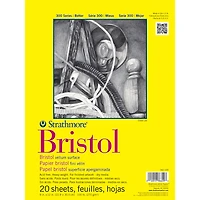Strathmore Bristol Paper Pad, 300 Series, Tape-Bound, 20 Sheets, Vellum, 9" x 12"