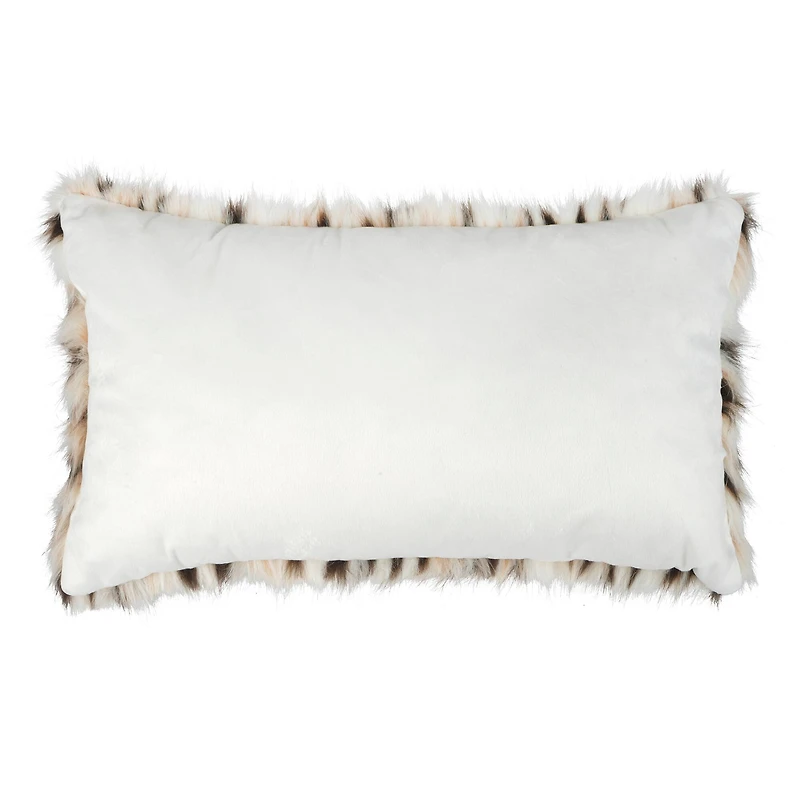 20" Snow Leopard Faux Fur Lumbar Pillow by Ashland®