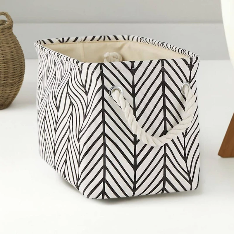 DII® Small Off-White Herringbone Rectangle Fabric Bin