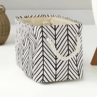 DII® Small Off-White Herringbone Rectangle Fabric Bin