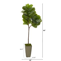 5.5ft. Fiddle Leaf Artificial Tree in Green Planter