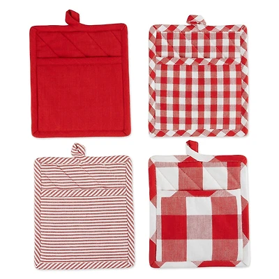DII® Red & White Potholder Set