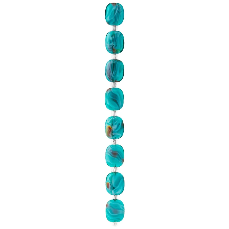 Aqua Swirl Glass Rectangle Beads, 14mm by Bead Landing™