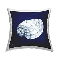 Stupell Industries Vivid Blue Coastal Seashell Spiral Throw Pillow, 18" x 18"