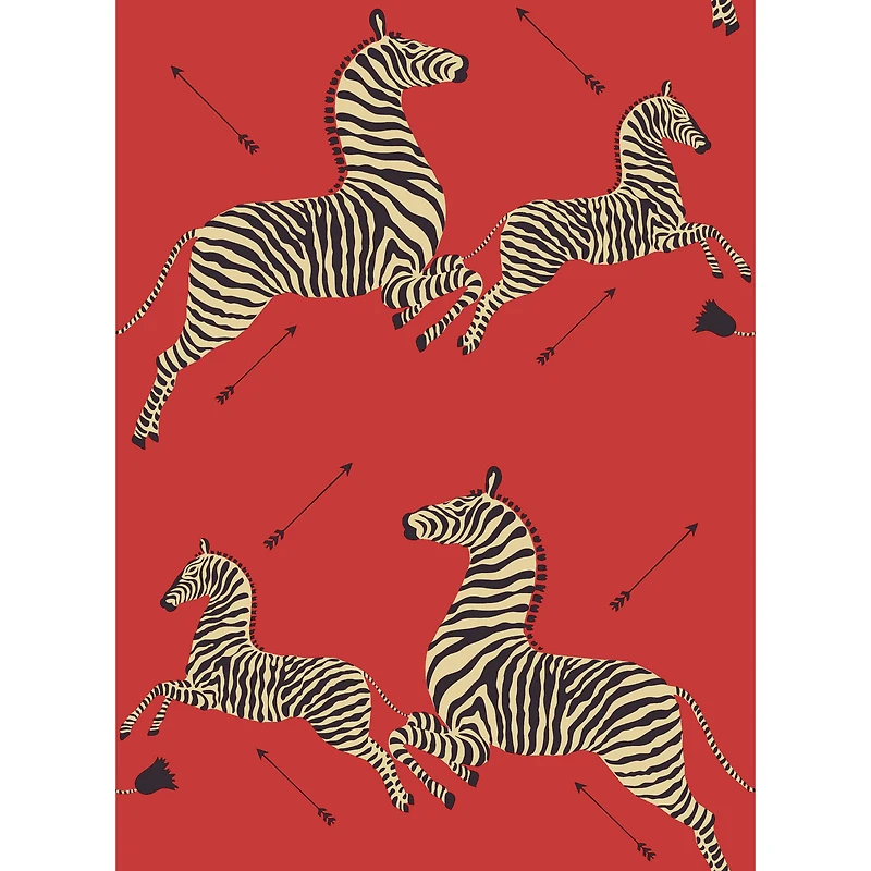 Scalamandre Masai Red Zebra Safari Peel & Stick Wallpaper
