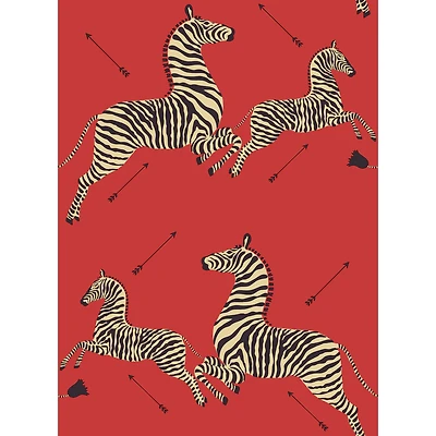 Scalamandre Masai Red Zebra Safari Peel & Stick Wallpaper