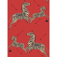 Scalamandre Masai Red Zebra Safari Peel & Stick Wallpaper