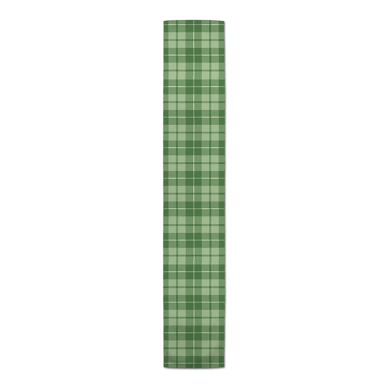 90" Green Plaid Poly Twill Table Runner