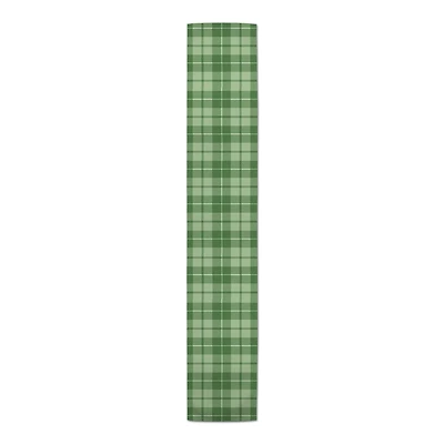 90" Green Plaid Poly Twill Table Runner