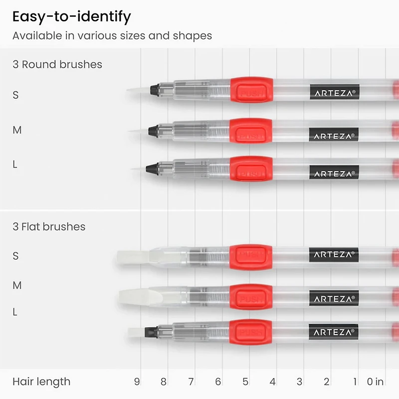 Arteza® Red Assorted Tips Water Brush Pen Set