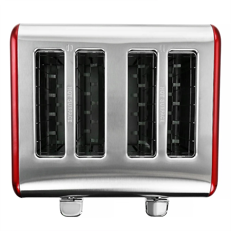 MegaChef Red 4 Slice Toaster in Stainless Steel