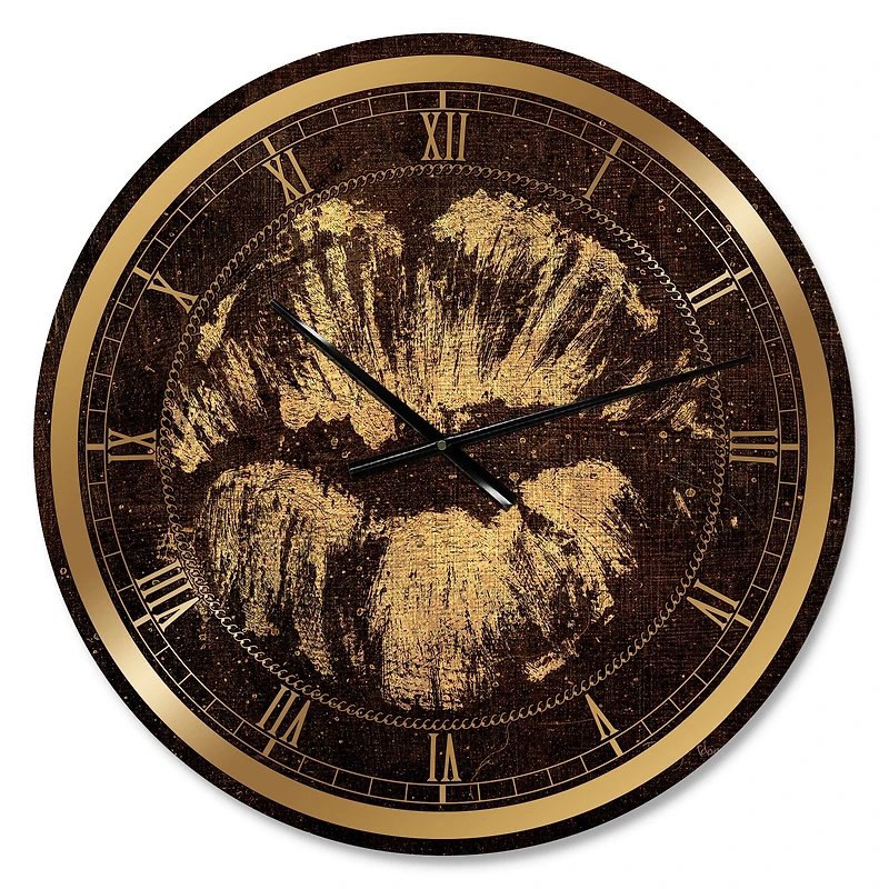Designart 'Gold Fashions Lips Glam Wall Clock