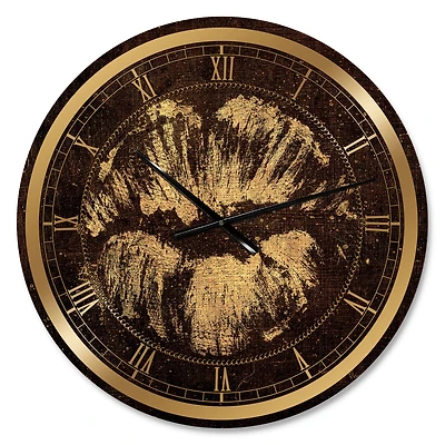 Designart 'Gold Fashions Lips Glam Wall Clock