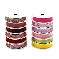 Gwen Studios 3/8" x 2yd. Sheer & Metallic Holiday Ribbon Pack, 24ct.