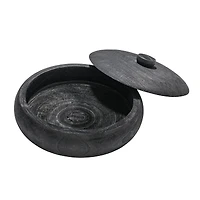 Hello Honey® 11.5" Black Decorative Paulownia Wood Container with Lid