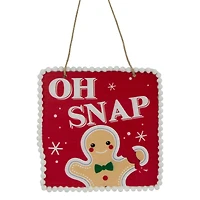 6.25" Gingerbread Man "OH SNAP" Square Christmas Ornament