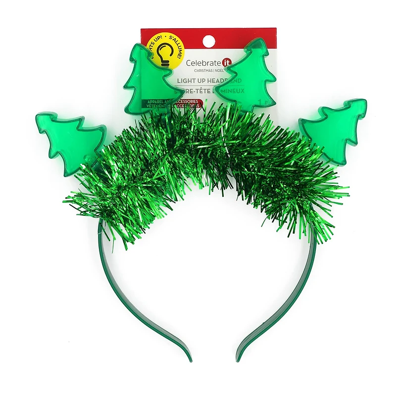 Green Light Up Christmas Tree Headband by Celebrate It™