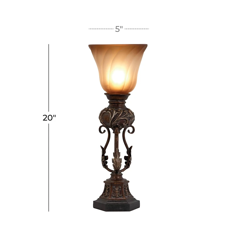 Brown Metal Mediterranean Uplight Table Lamp, 20" x 7" x 7"