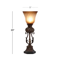 Brown Metal Mediterranean Uplight Table Lamp, 20" x 7" x 7"