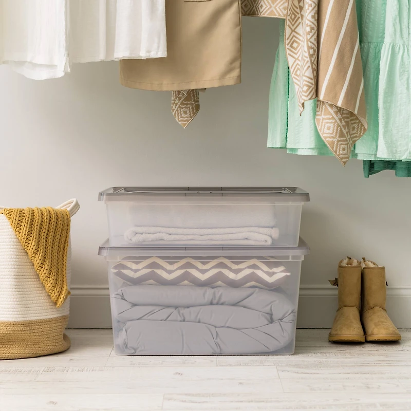 IRIS® 58qt. Clear Snap Top Storage Box with Gray Lid