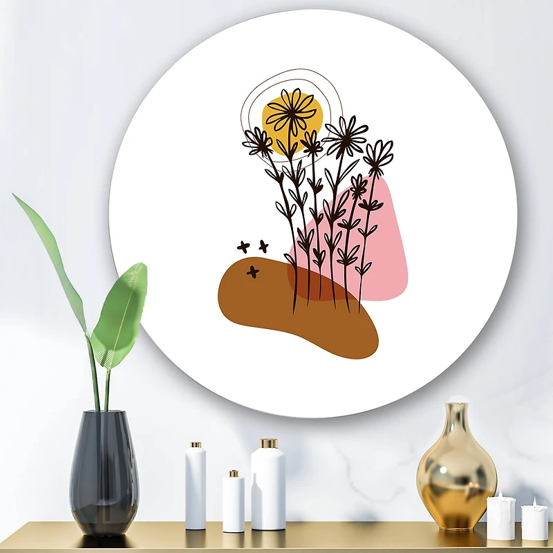 Designart - Elementary Shapes With Abstract Flowers Plants I